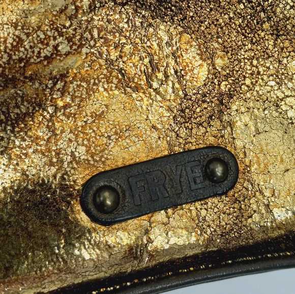 FRYE Cameron Metallic Gold, Copper & Brown Leather Small Satchel Crossbody Bag - Picture 4 of 15